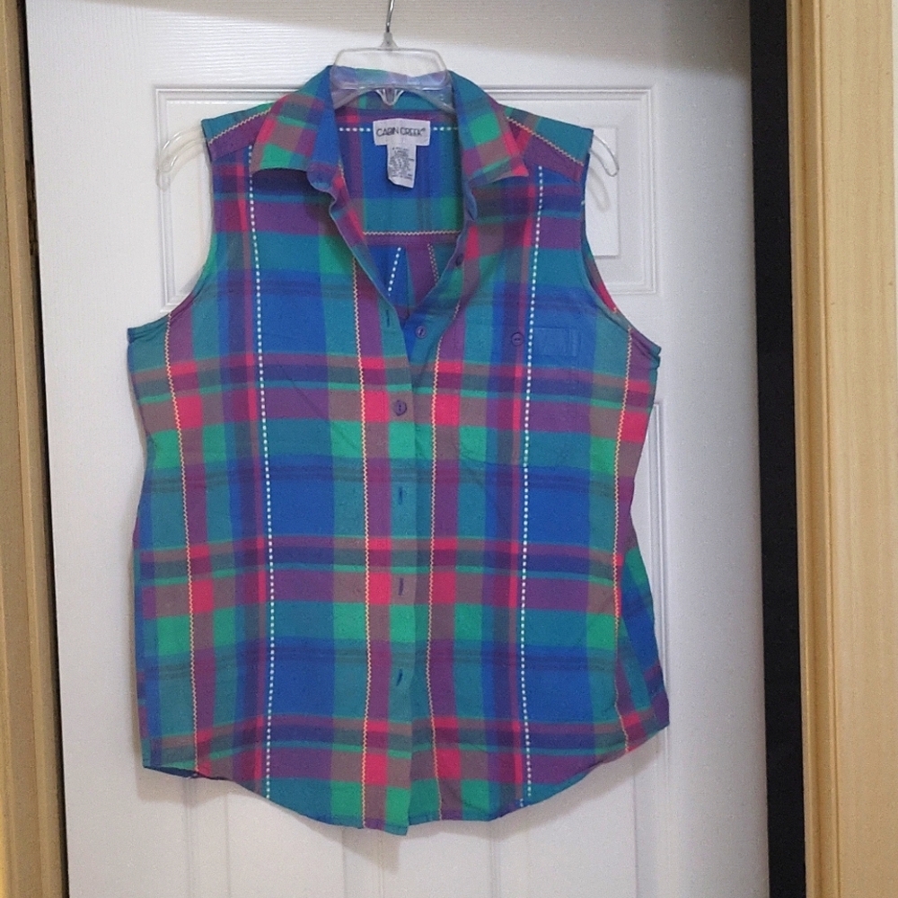 Sleeveless Blouse,  Multi color, Size Large, Brand: Cabin Creek, $15